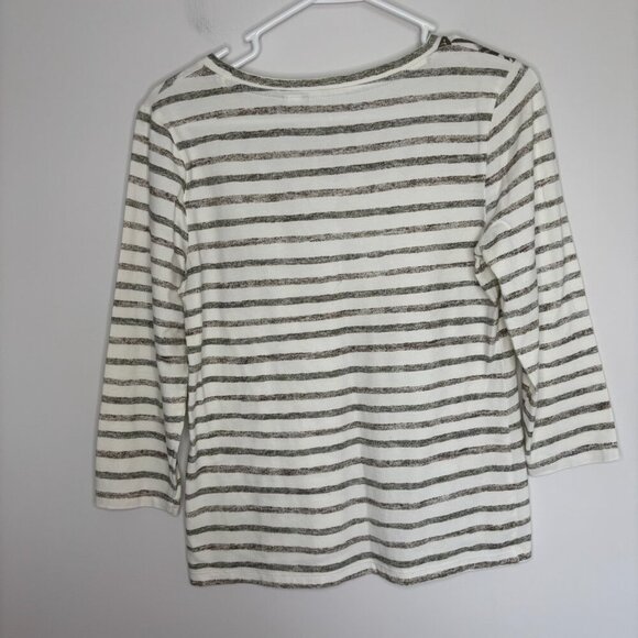 WEEKENDS by CHICO'S V-Neck Tee 3/4 Sleeve Womens S (0) Striped Floral Stretch - Picture 2 of 6